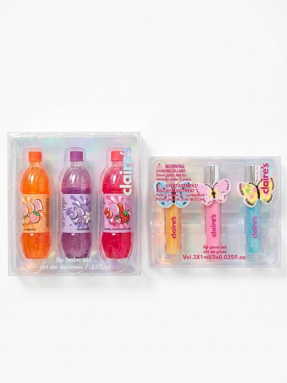 Claire's Lip Balm & Gloss Sets - Lot of 2 New Sealed Fruit Scented Sets